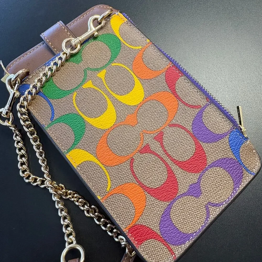 Coach Pride Phone Crossbody In Rainbow Signature Canvas C9943